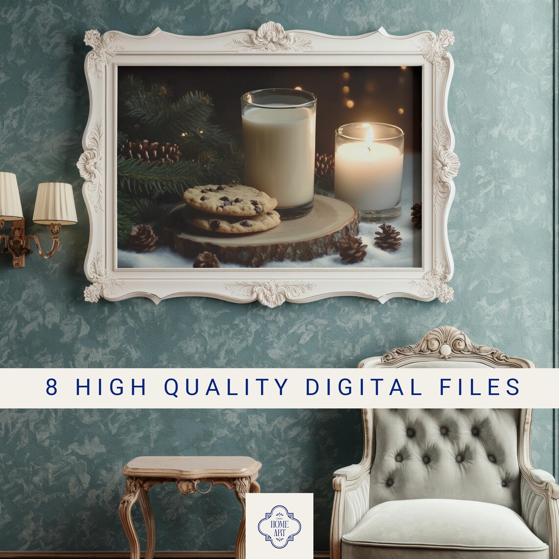 Christmas Milk and Cookies With Candle Cozy Holiday Still Life Poster - Image 3