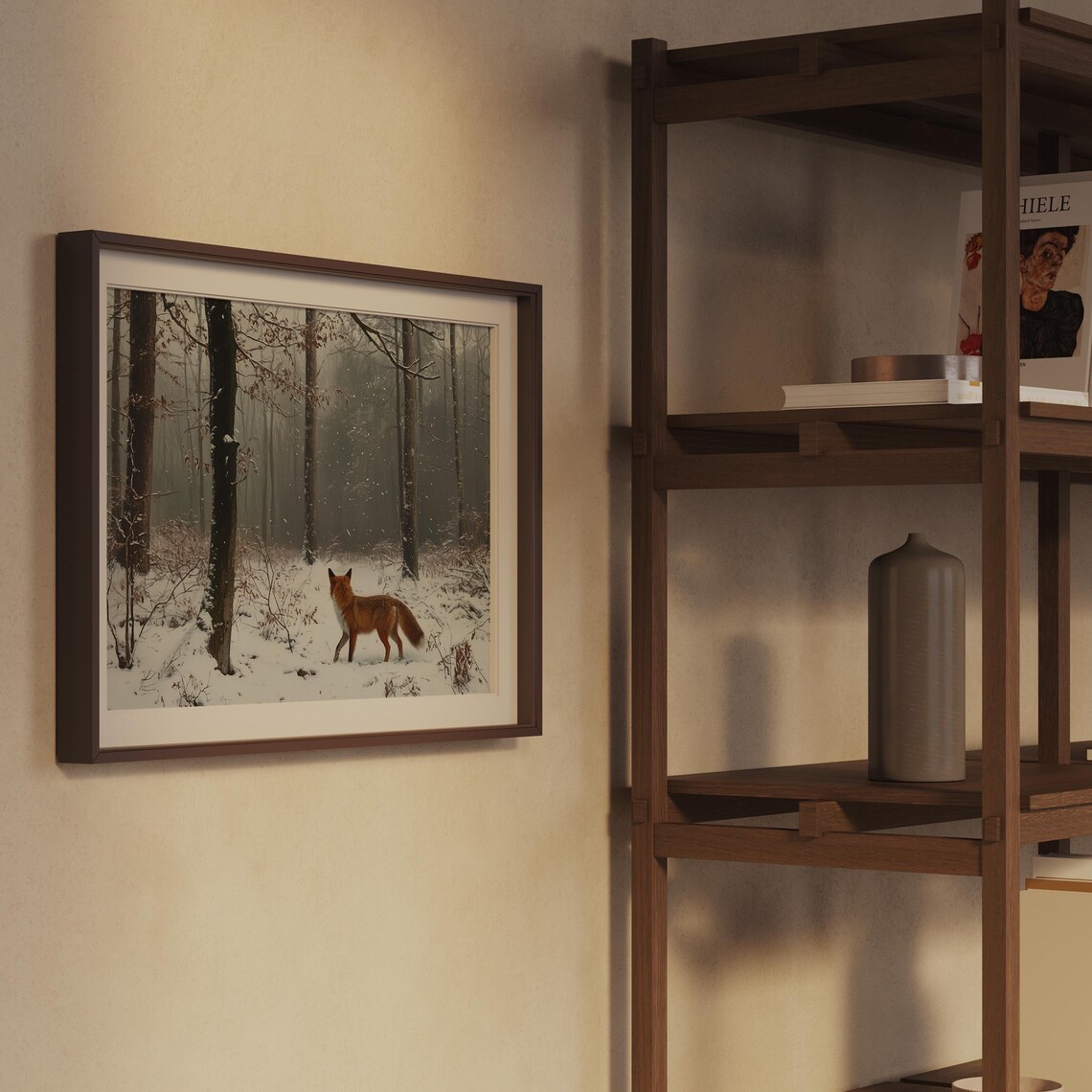 Red Fox Winter Forest Snowy Woodland Wildlife Nature Art Poster - Image 2