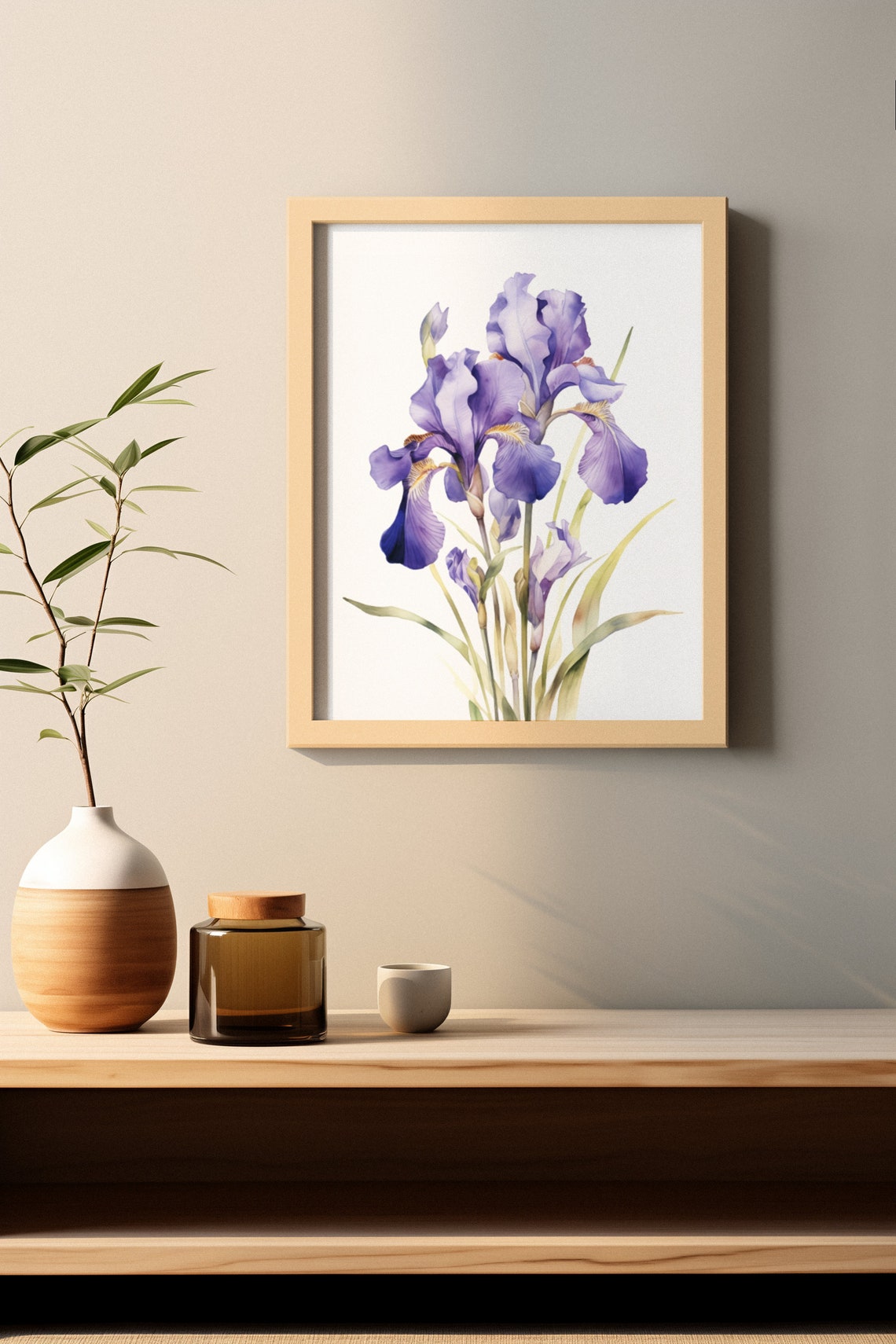 Purple Iris Bloom Cluster Luminous Watercolor Botanical Poster - Image 2
