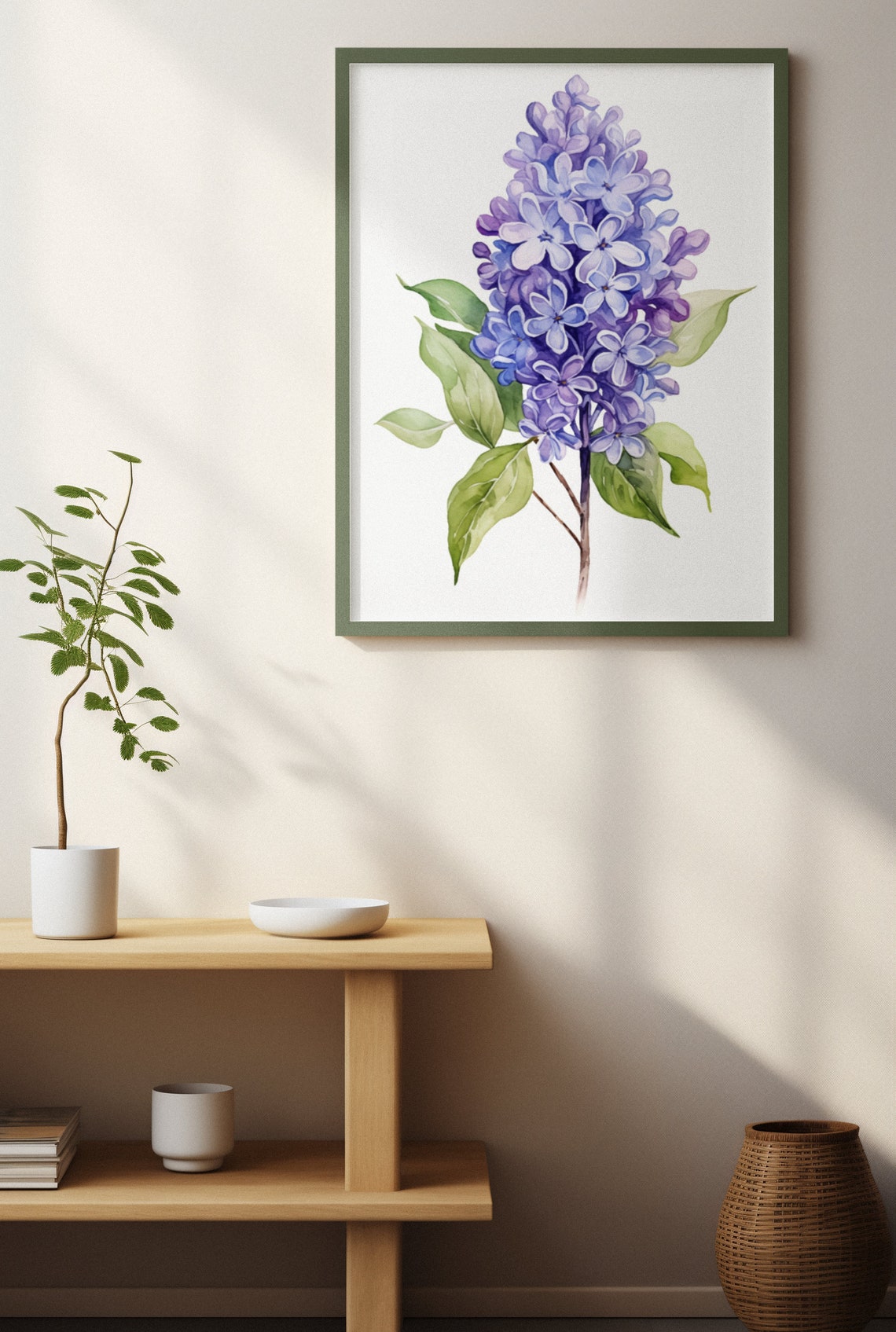 Violet Purple Lilac Cluster Watercolour Botanical Flower Poster - Image 4