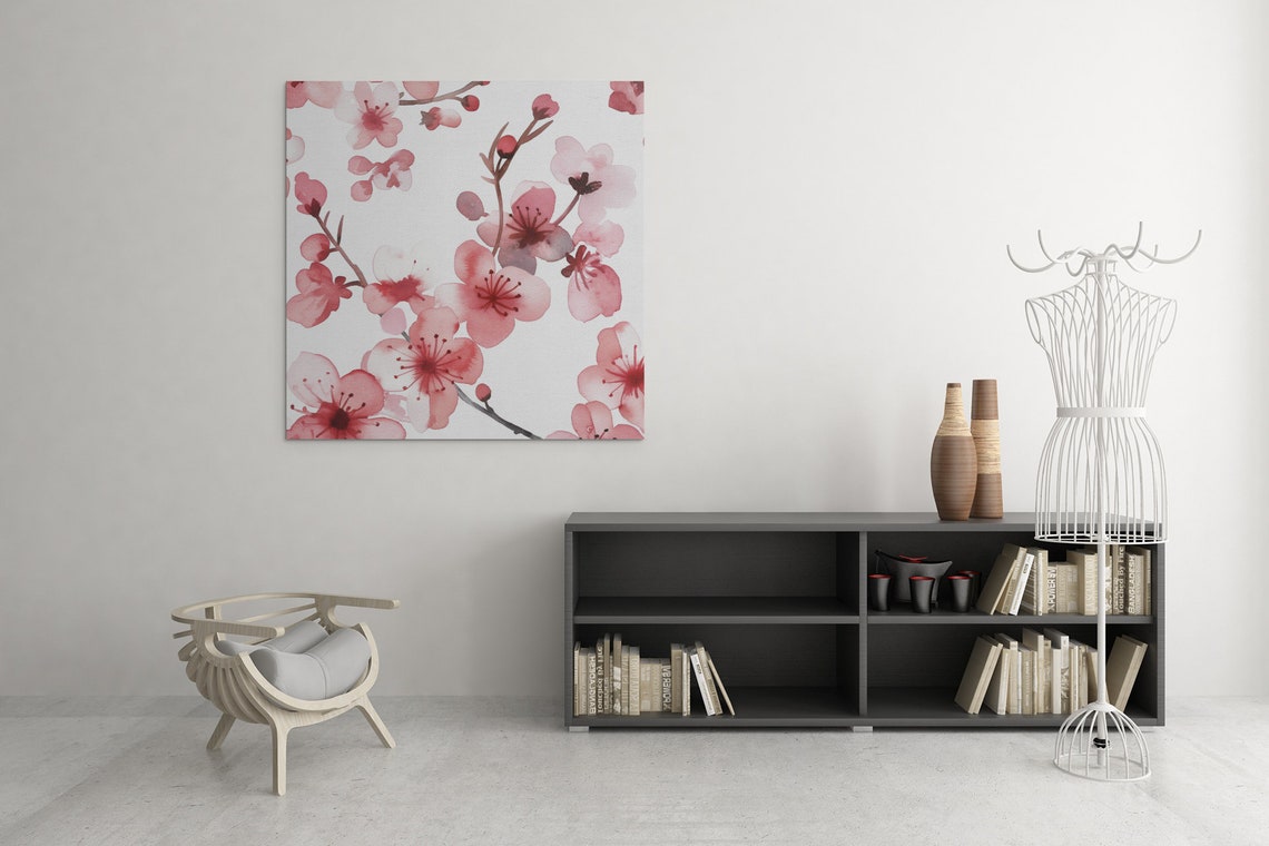 Pink Cherry Blossom Branches Soft Watercolor Floral Botanical Poster - Image 9