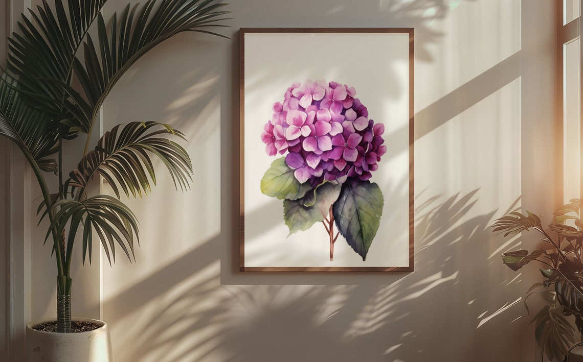 Purple Hydrangea Violet Bloom Jewel-Toned Watercolor Art Poster - Image 6