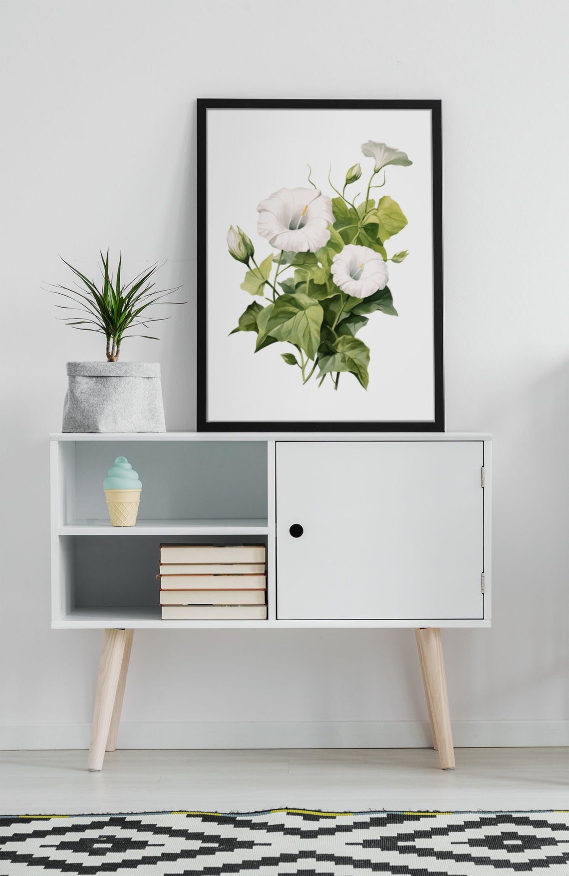 White Morning Glory Blooms Watercolour Botanical Flower Poster - Image 9