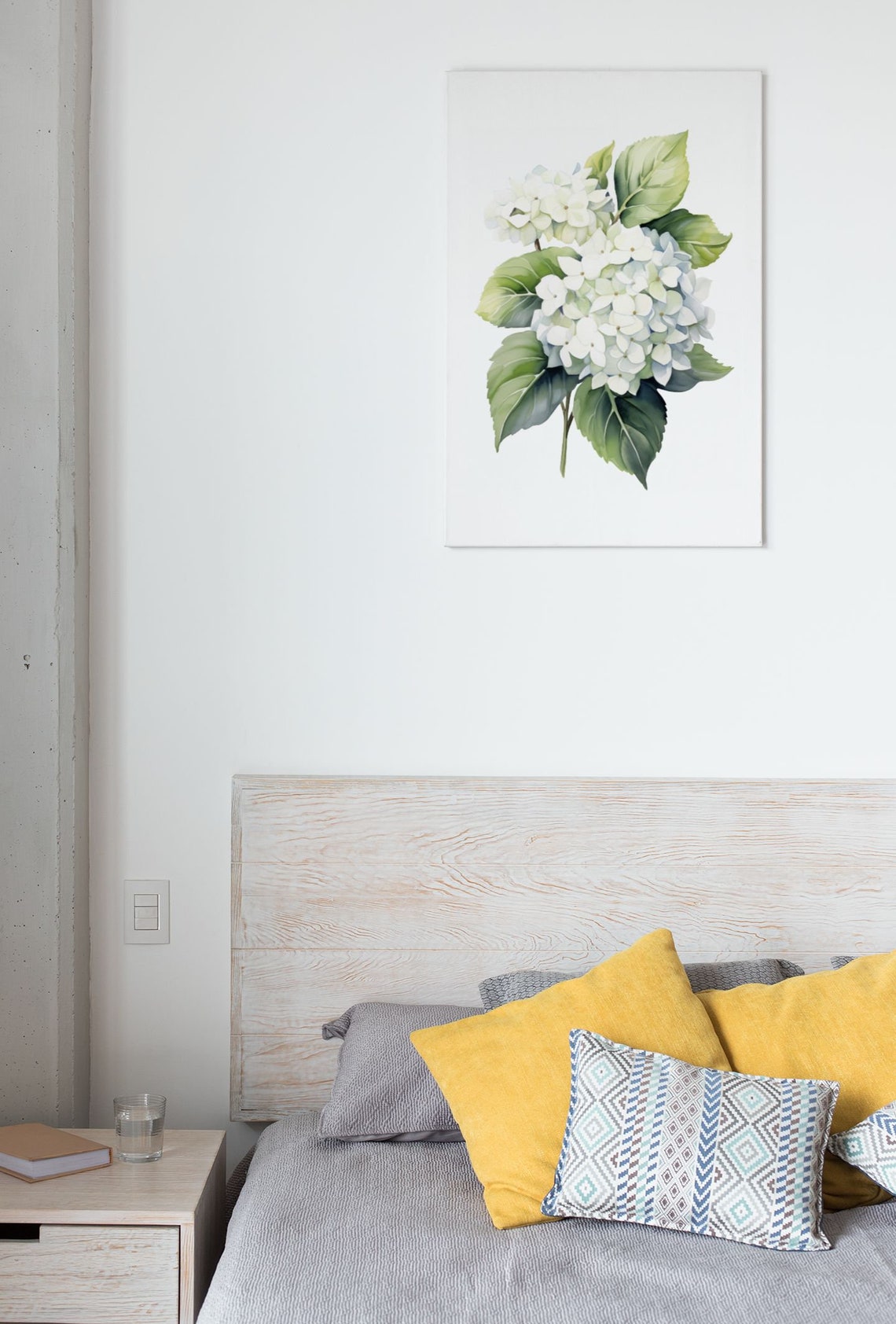 White Hydrangea Double Bloom Fresh Crisp Watercolor Art Poster - Image 6