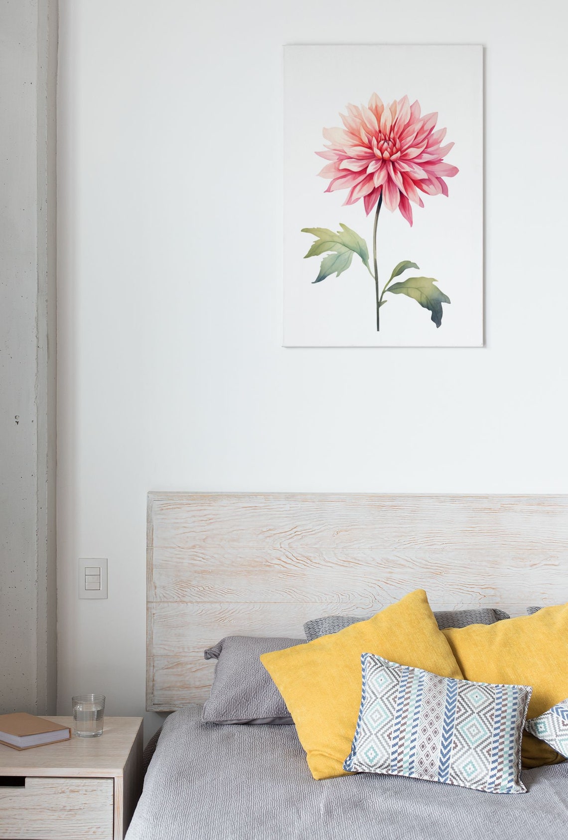 Pale Pink Dahlia Flower Serene Watercolour Botanical Art Poster - Image 7