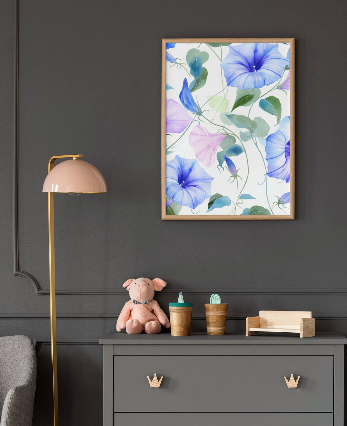 Blue Morning Glory Vines Delicate Watercolor Floral Botanical Poster - Image 7