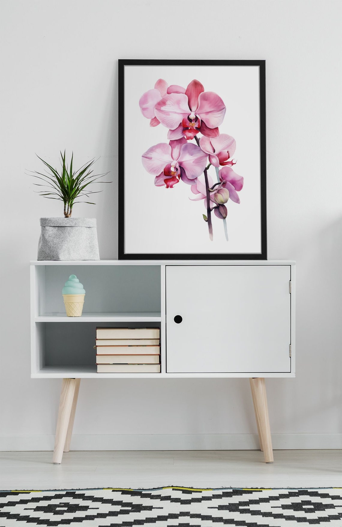 Pink Orchid Flower Spray Watercolour Botanical Flower Poster - Image 8