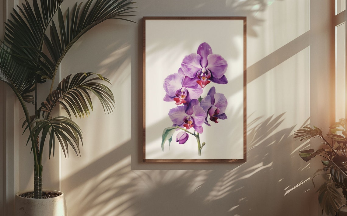 Purple Orchid Phalaenopsis Watercolour Botanical Flower Poster - Image 5