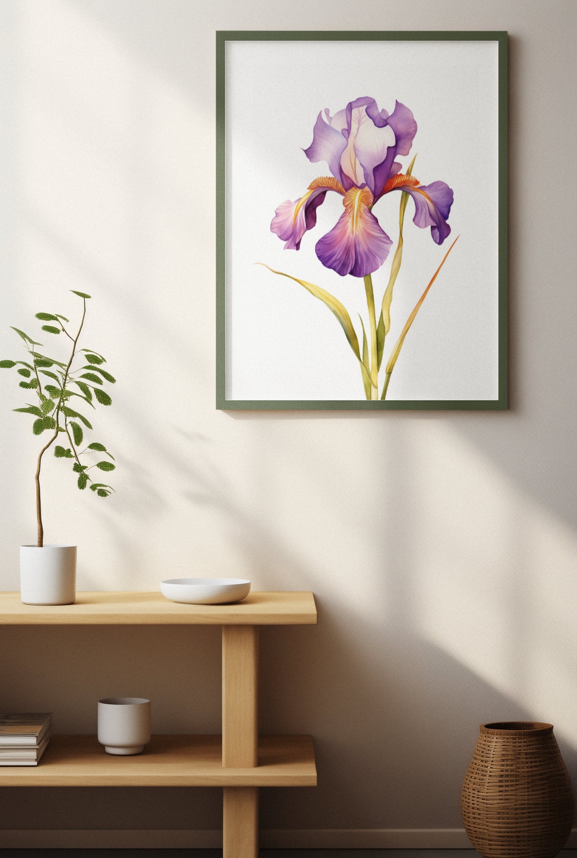Purple Iris Single Bloom Graceful Watercolor Botanical Poster - Image 4