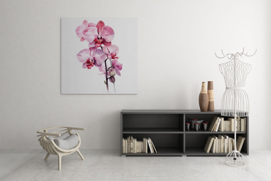 Pink Orchid Flower Spray Watercolour Botanical Flower Poster - Image 6