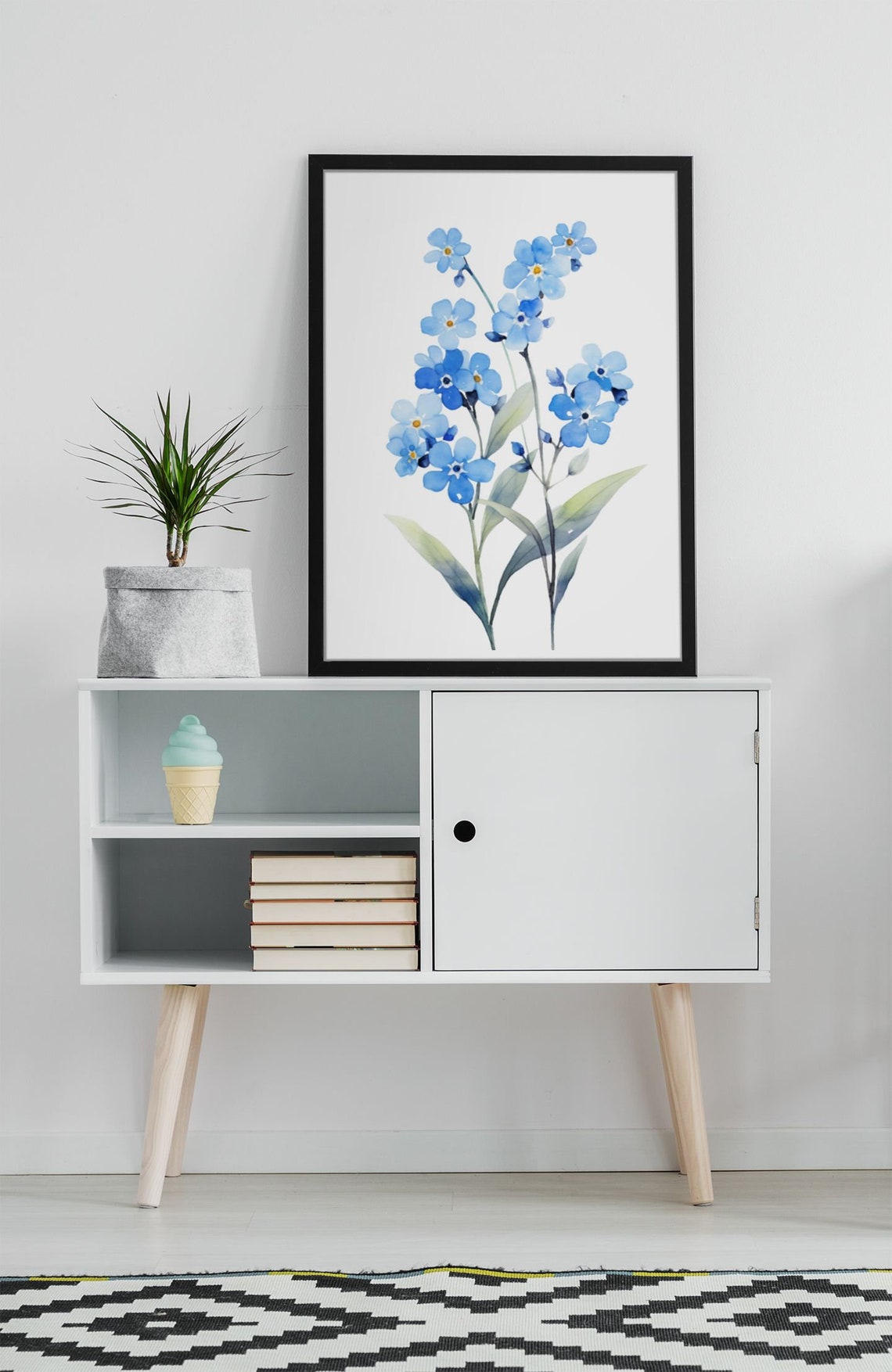 Blue Forget-Me-Not Wildflowers Charming Watercolor Art Poster - Image 8