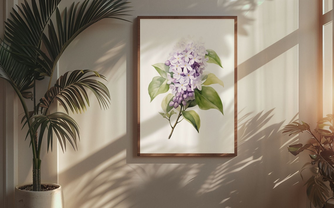Pale Lilac Blossom Cluster Watercolour Botanical Flower Poster - Image 5