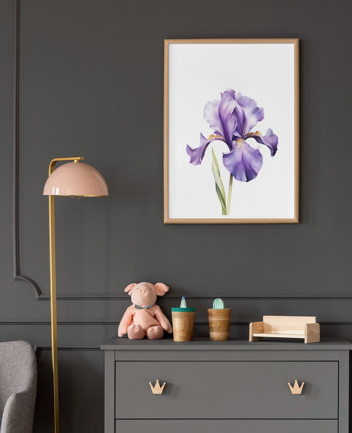 Lavender Purple Iris Single Bloom Watercolour Botanical Poster - Image 6
