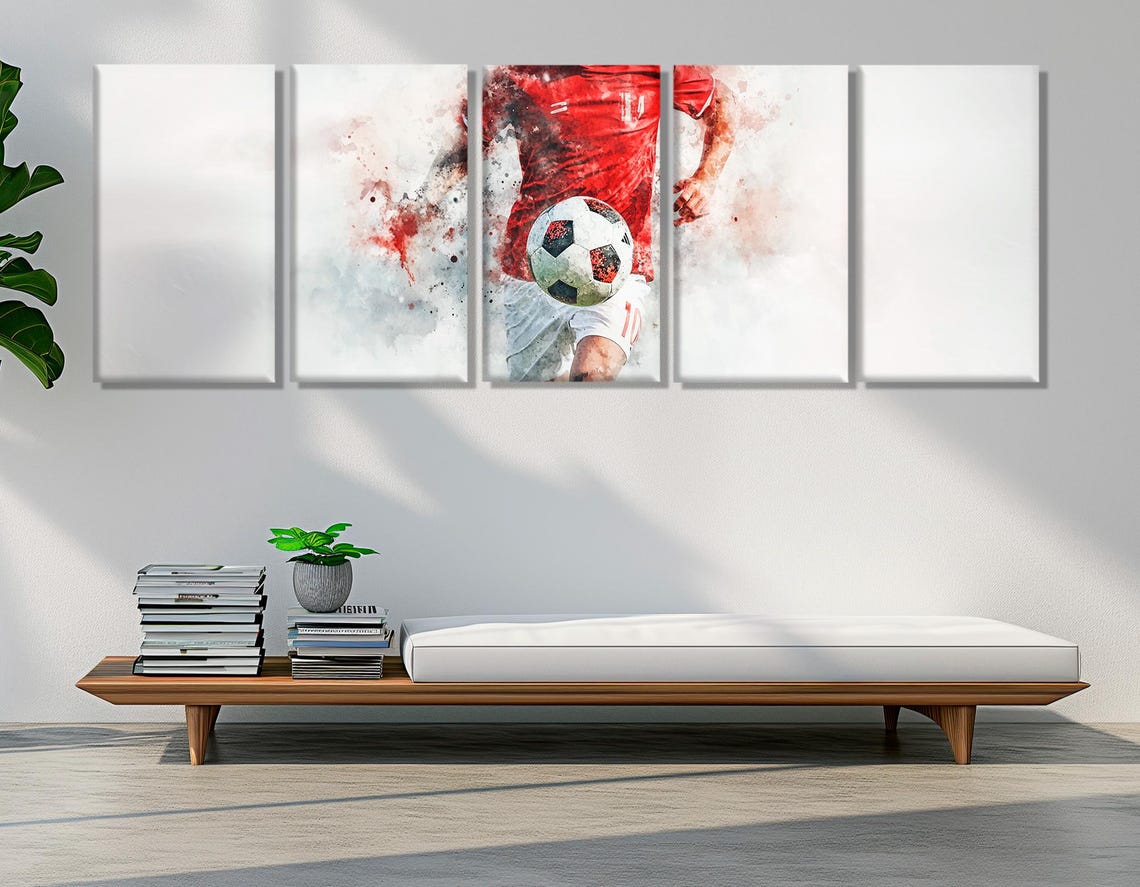 Abstract Soccer Print Soccer Watercolor Painting Soccer Fan Gift Soccer Wall Art Sports Bar Wall Decor Framed And Ready To Hang - Image 3