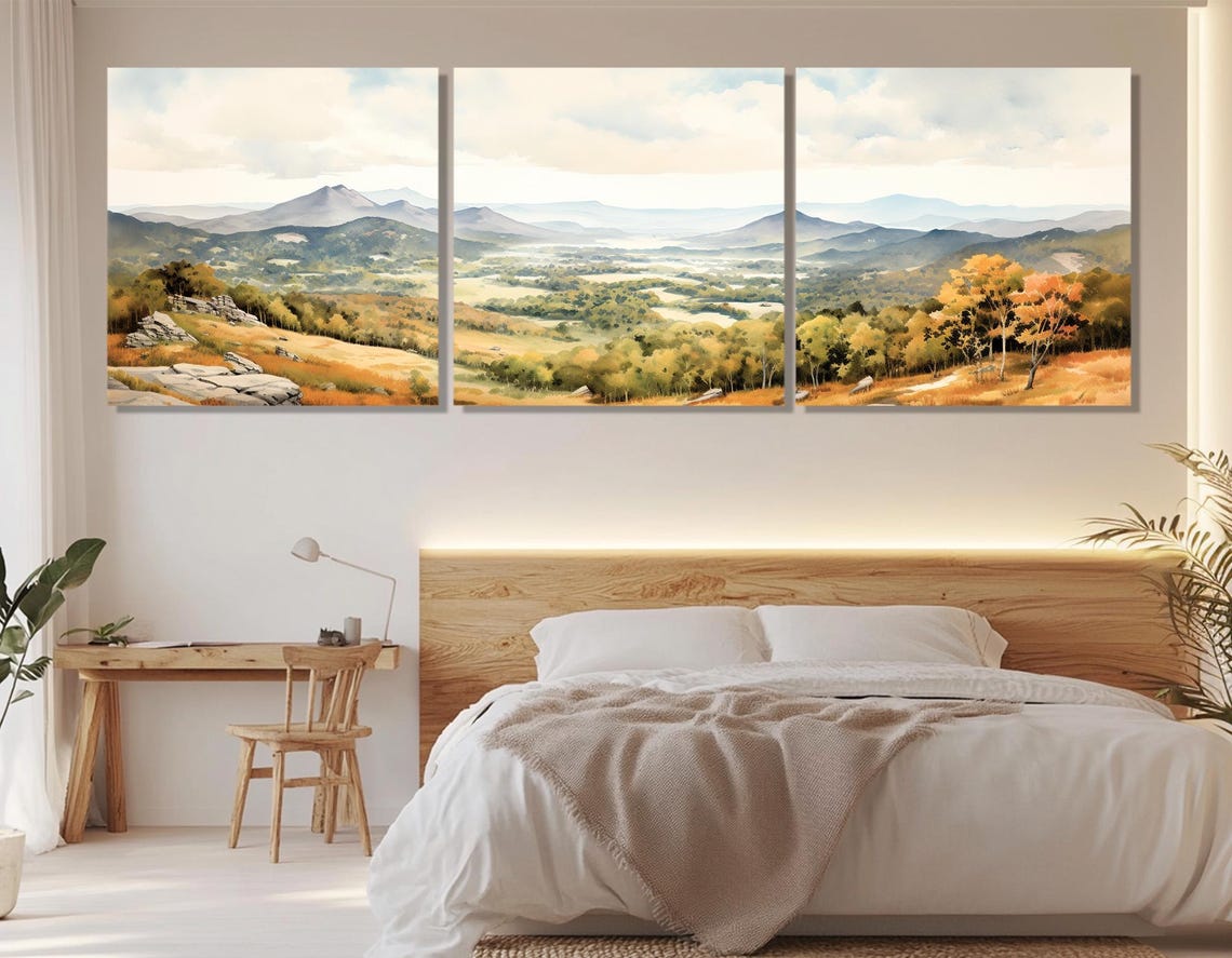 Shenandoah Valley Autumn Mountains Panoramic Watercolor Travel Poster - Image 4