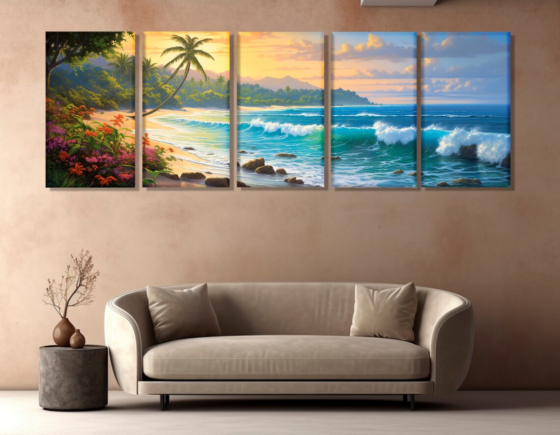 Tropical Beach Panorama, Ocean & Beach Art Print - Image 3