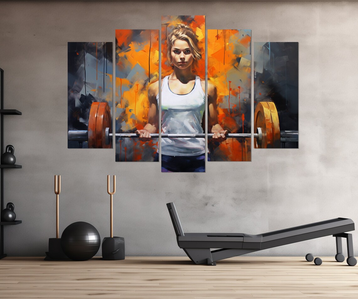 Fitness Girl Painting Print, Workout Wall Art - Image 3