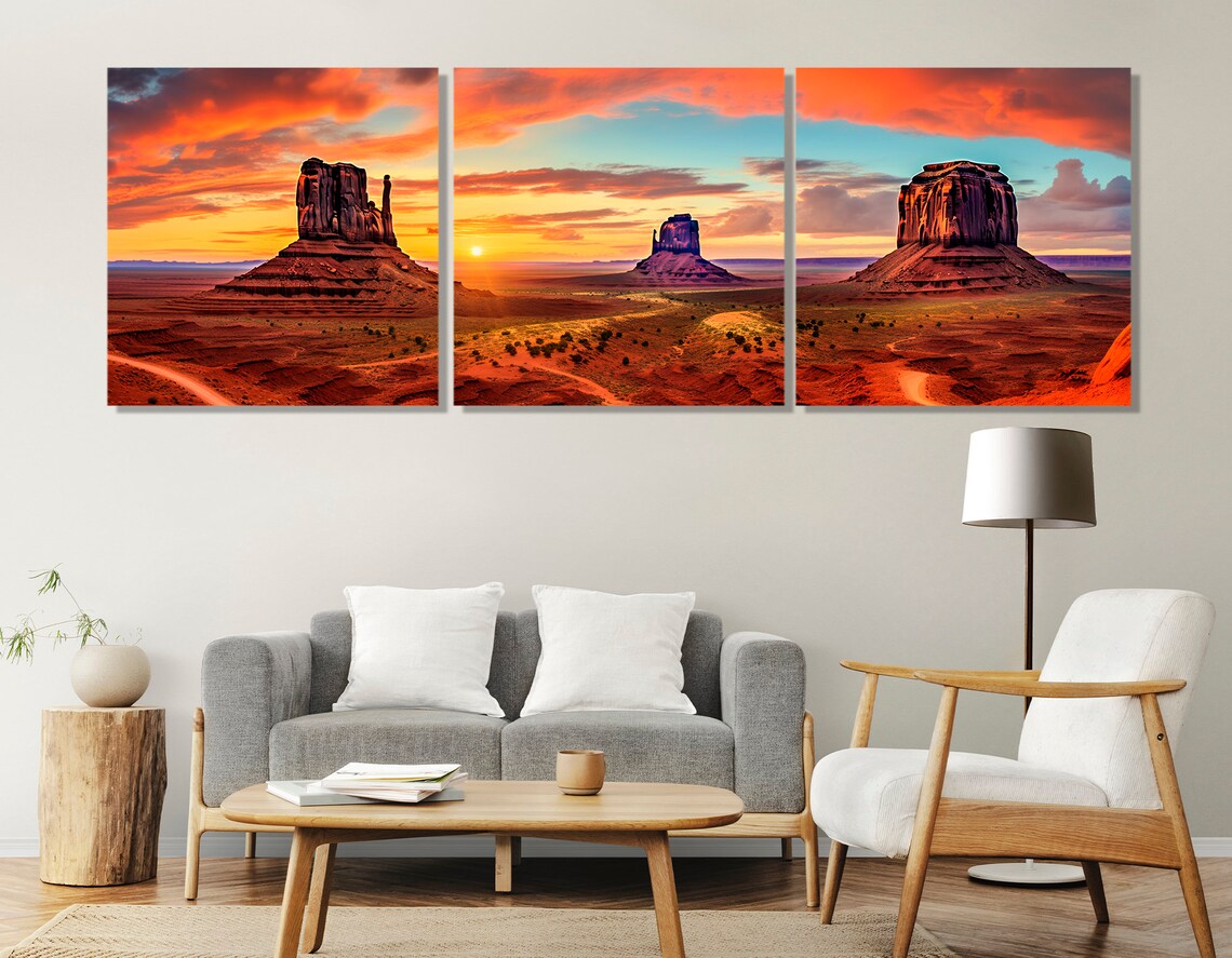 Monument Valley Sunset Red Rock Buttes Desert Panorama Travel Poster - Image 2