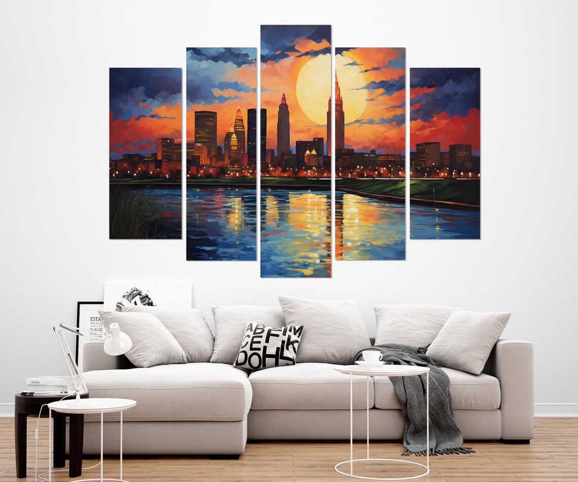 Abstract Cleveland Skyline Art Print, Travel Poster - Image 3