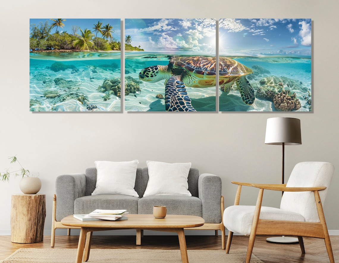 Sea Turtle Art Print, Ocean Sea Life Poster - Image 4