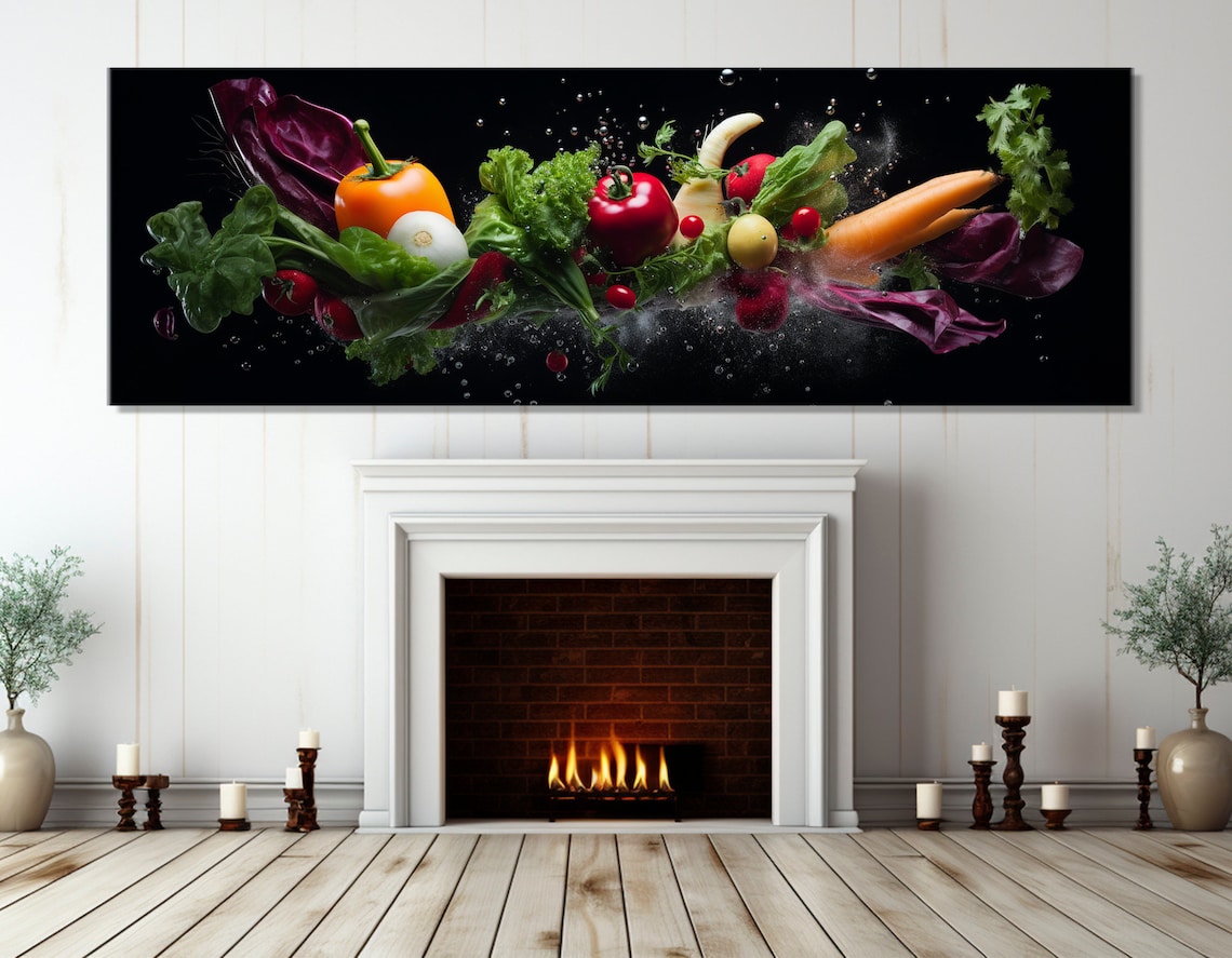 Vegetables Print Modern Kitchen Wall Decor Large Food Painting Vegetables Poster Framed And Ready To Hang - Image 2