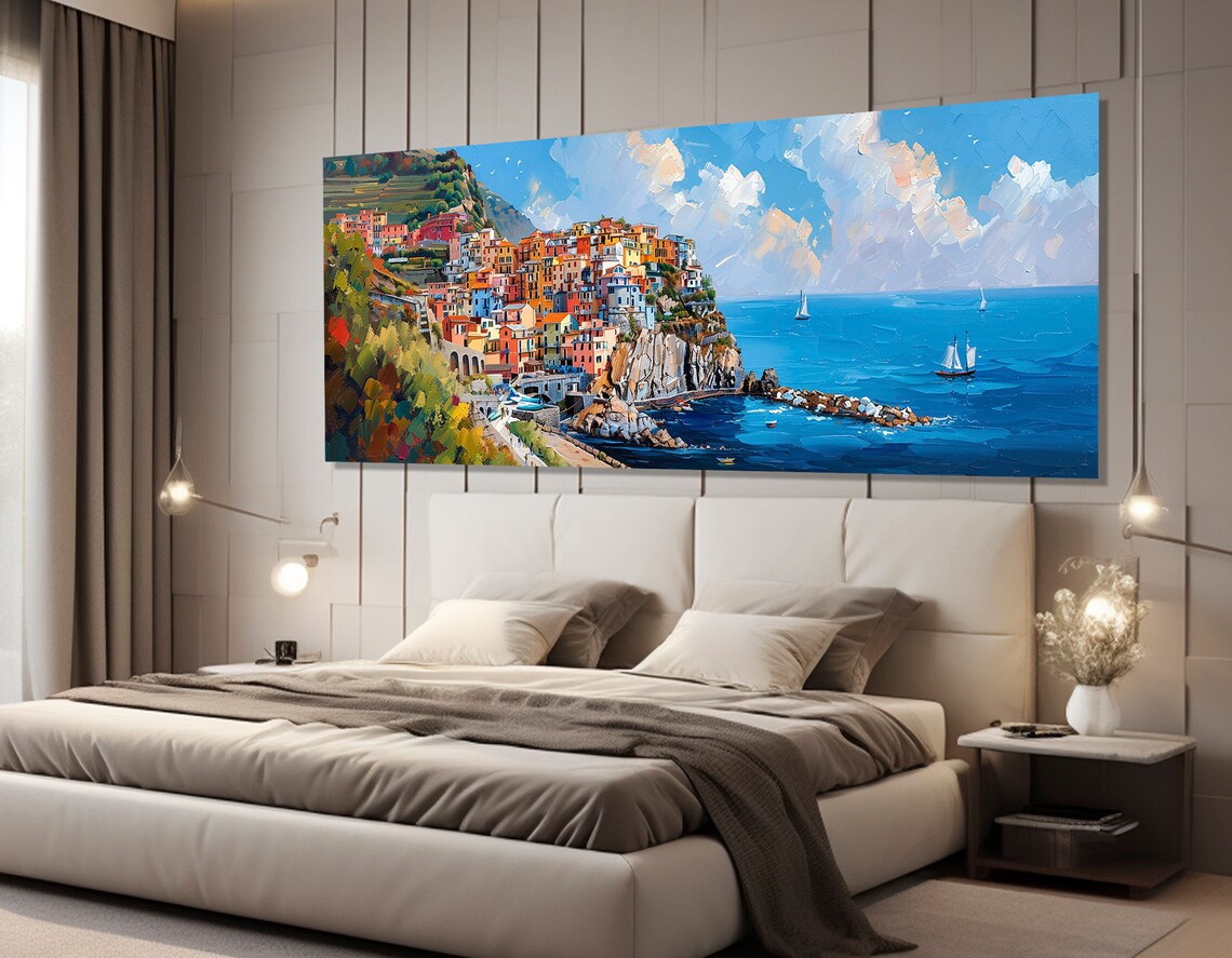 Cinque Terre Manarola Italy Travel Poster, Abstract - Image 2