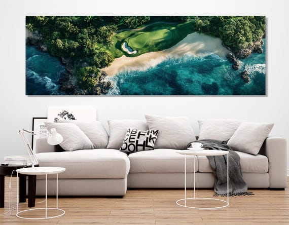Tropical Island Aerial View Print Scenic Sea Coast Poster Tropical Painting Tropical Art Framed And Ready To Hang