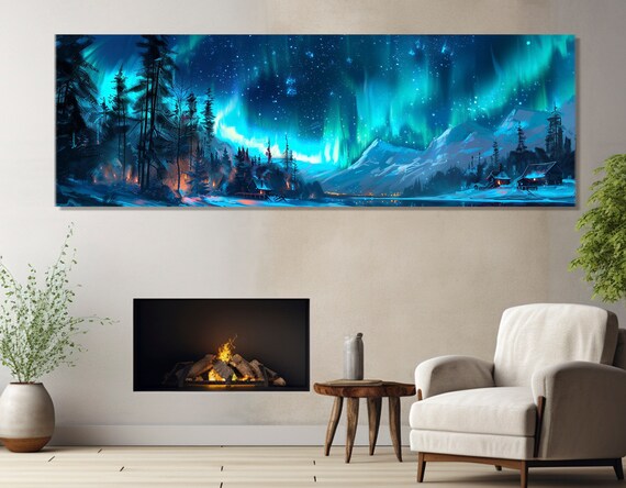 Northern Lights Aurora Borealis Landscape Art Print