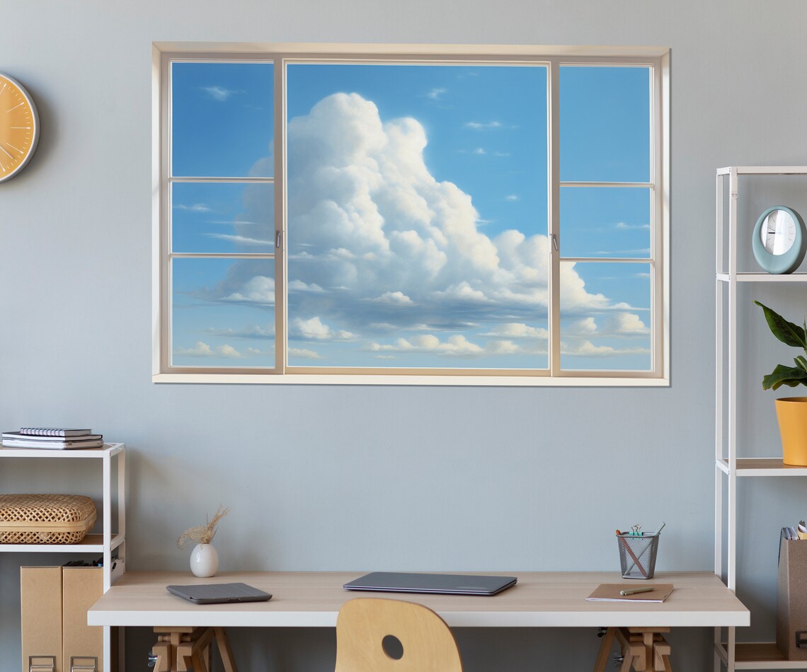 Window With A Sky View Art Print, Faux Window View - Image 3