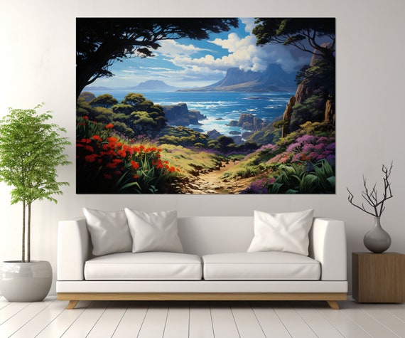 Aogashima Island Painting Print Aogashima Volcanic Village Wall Art Japanese Painting Framed And Ready To Hang