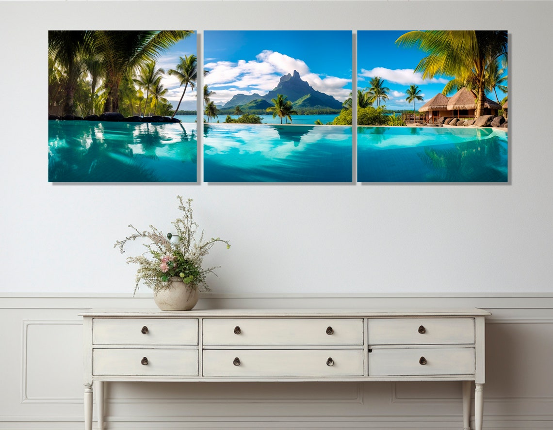 Bora Bora Infinity Pool Over Lagoon Mount Otemanu View Travel Poster - Image 4