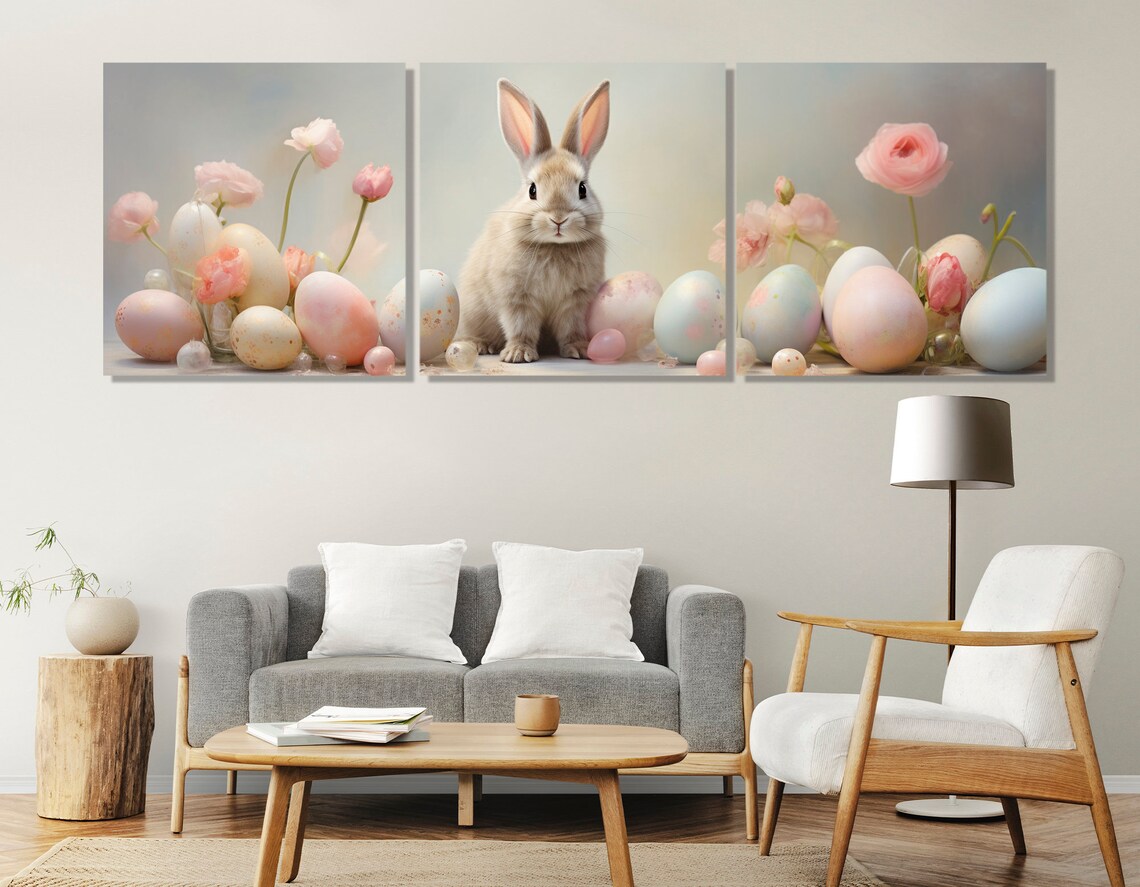 Cute Easter Bunny Painting, Nursery Decor