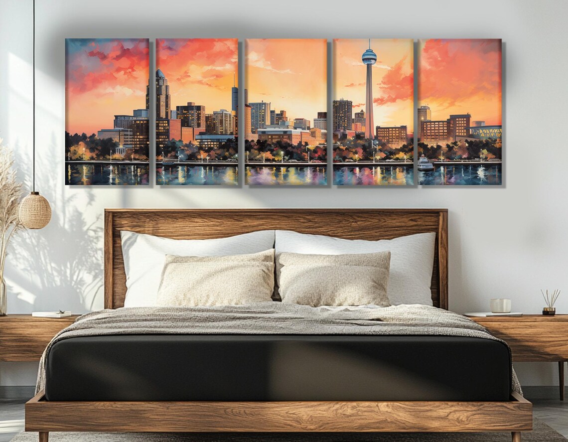 San Antonio Sunset Skyline River Tower Of The Americas Texas Poster - Image 2