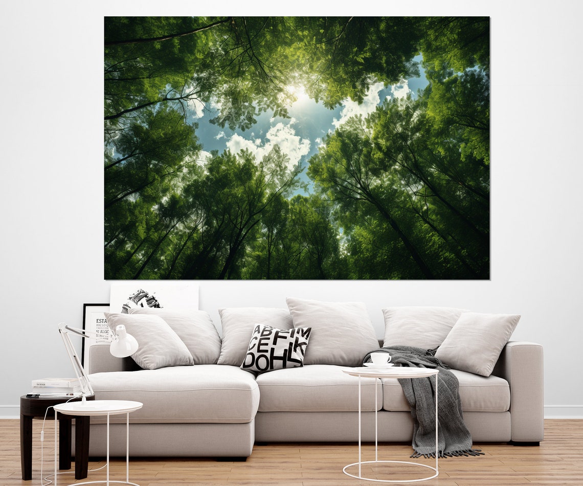 Sunlight Streaming Through A Lush Green Forest Canopy Poster - Image 4