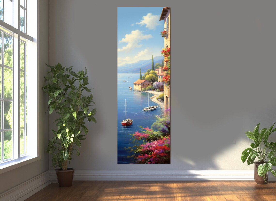 Lake Como Italy Lakeside Village Sailboats Blossom View Travel Poster - Image 3