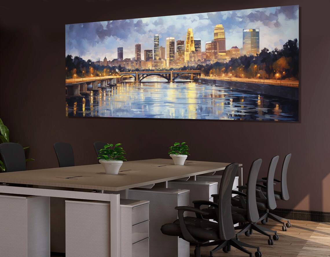 Abstract Minneapolis Skyline, Cityscape Art Print - Image 2