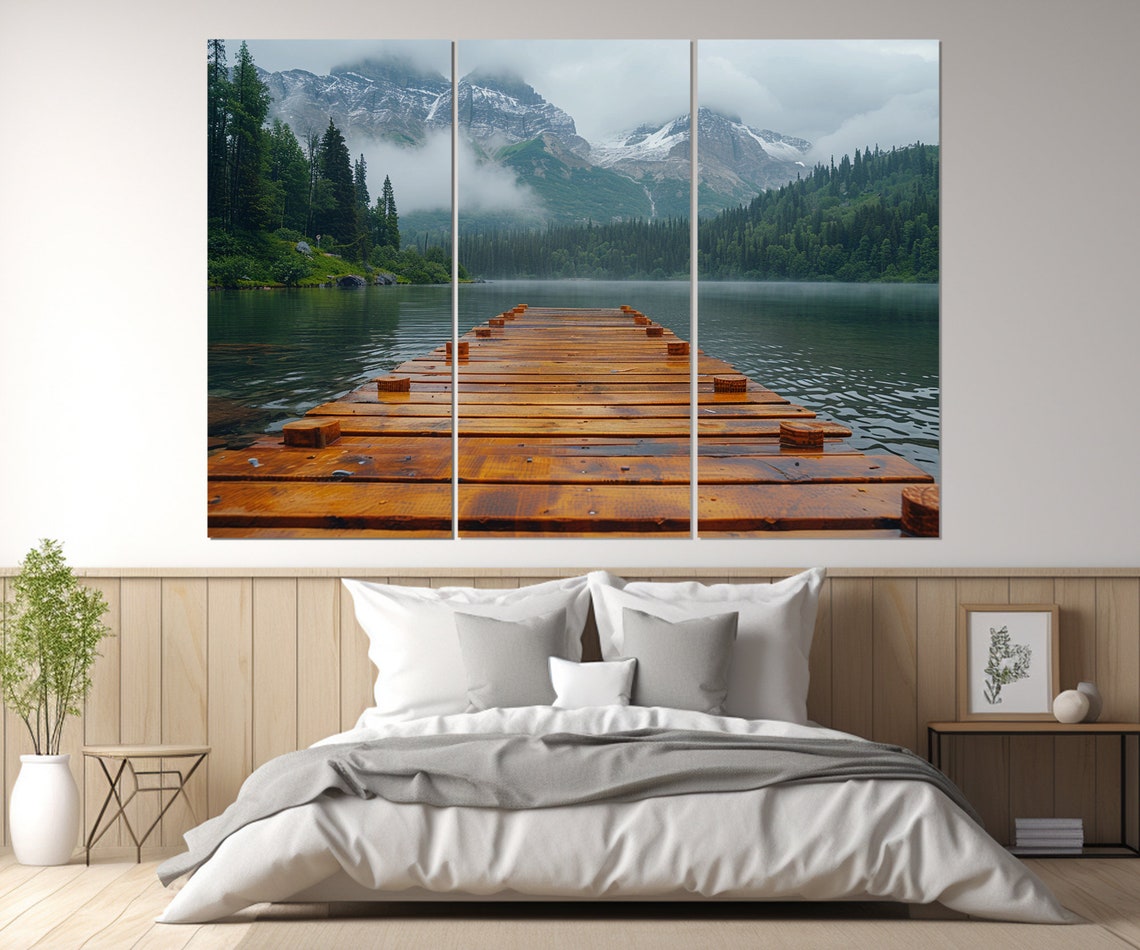 Wooden Fishing Bridge On Lake Print Fishing Wall Art Fisherman Gift Lake House Wall Decor Framed And Ready To Hang - Image 4