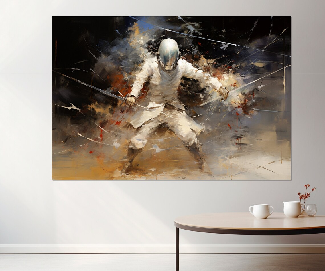 Abstract Fencing Art Print, Fencer Gift Decor