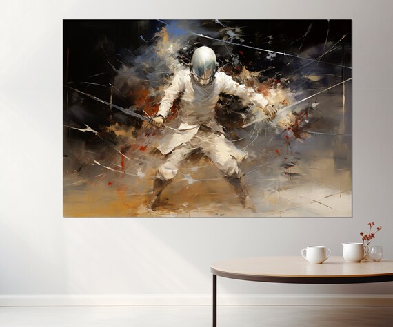 Abstract Fencing Art Print, Fencer Gift Decor