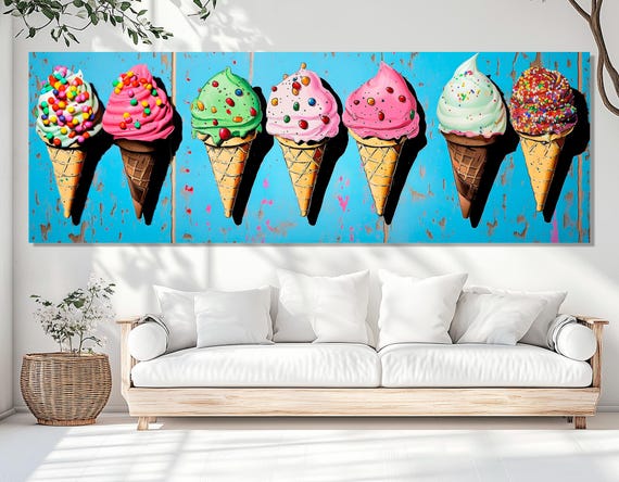 Abstract Ice Cream Print Ice Cream Wall Art Kitchen Wall Decor Ice Cream Shop Decor Pastry Shop Decor Framed And Ready To Hang