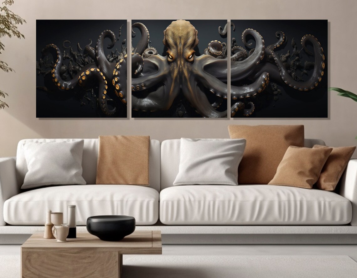 Abstract Octopus Art Print, Modern Underwater Decor - Image 3