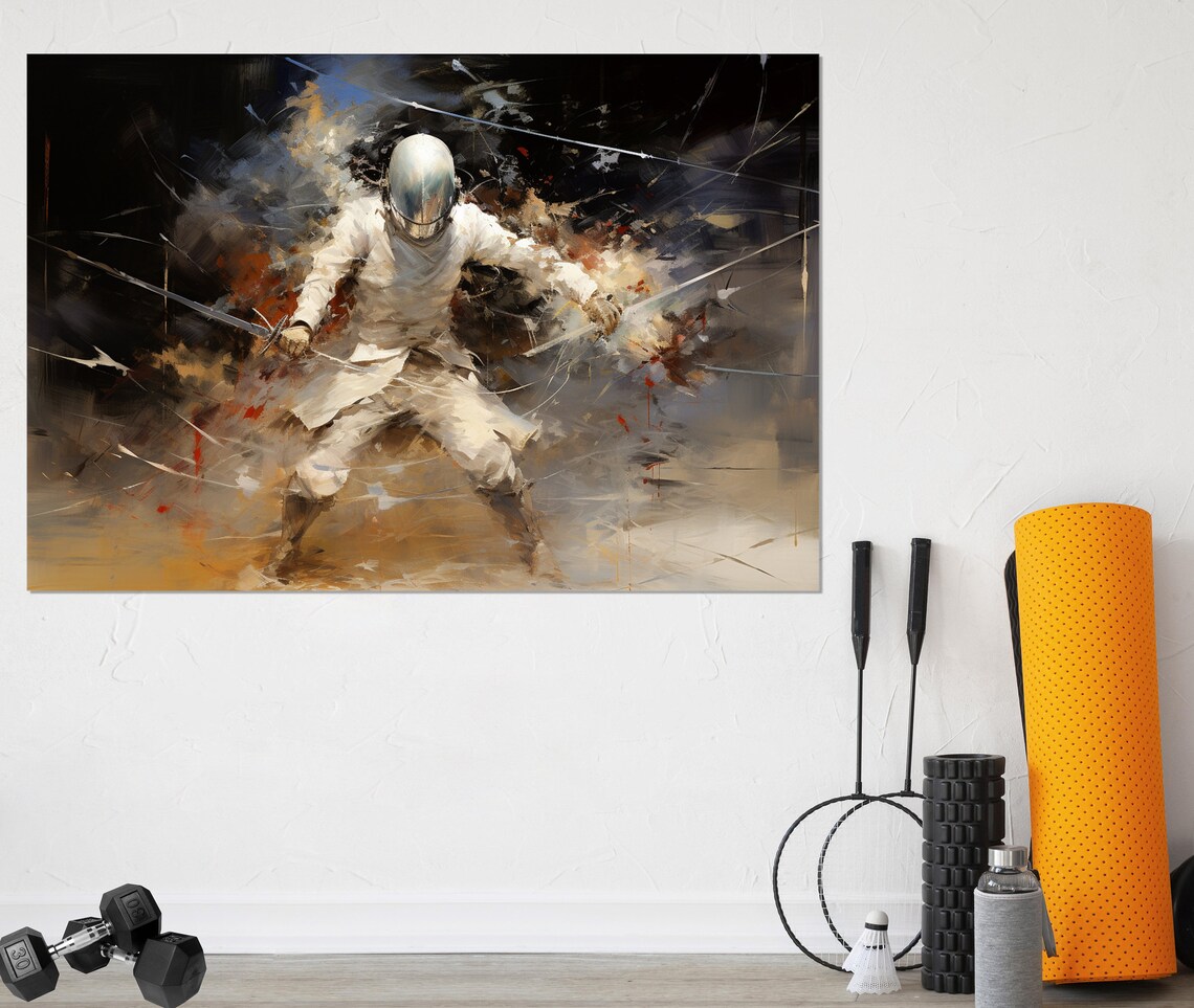 Abstract Fencing Art Print, Fencer Gift Decor - Image 2