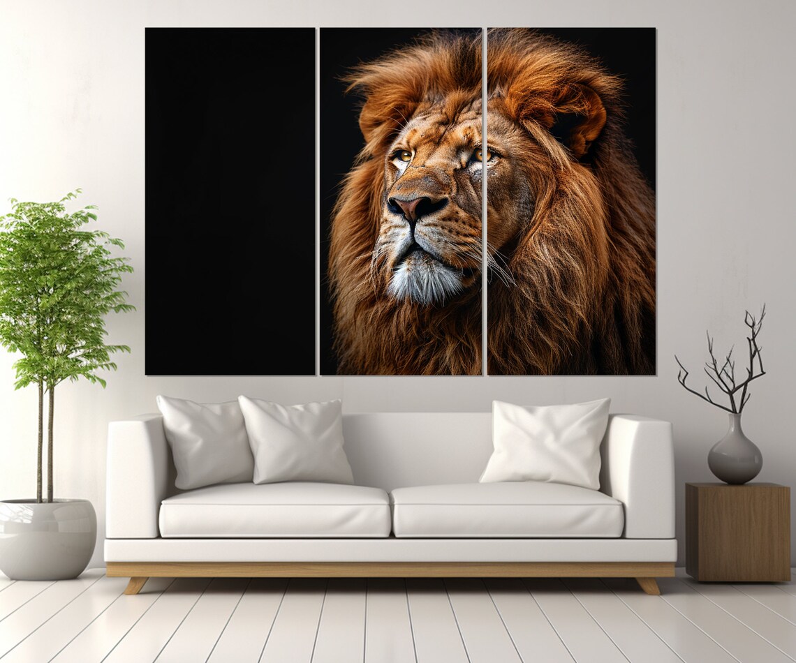 Lion Portrait Art Print, Elegant Wildlife Wall Art - Image 4
