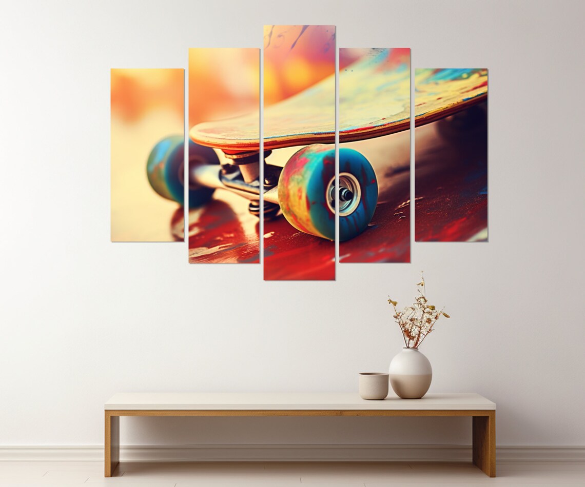 Skateboarding Wall Art Abstract Skateboard Print Skateboarder Gift Skateboard Poster Framed And Ready To Hang - Image 3