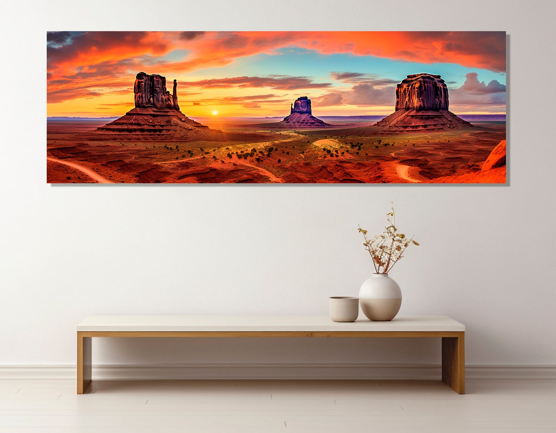 Monument Valley Sunset Red Rock Buttes Desert Panorama Travel Poster - Image 3