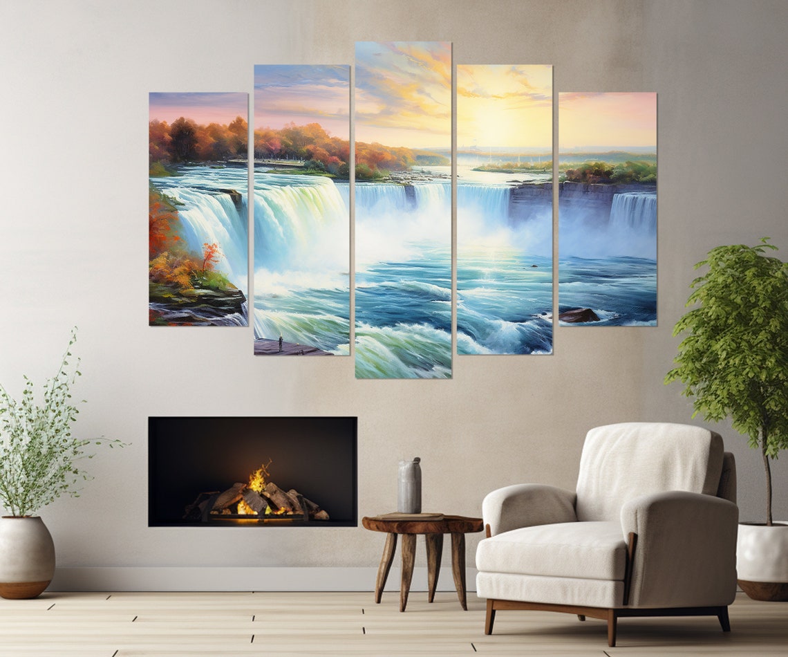 Scenic Niagara Falls Painting Print Niagara Waterfall Art Framed And Ready To Hang - Image 3