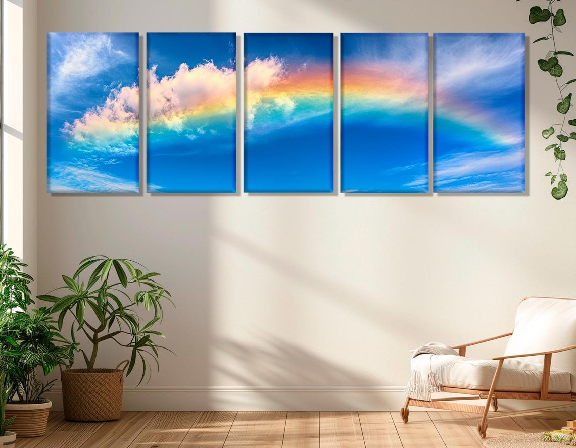 Rainbow Sky Abstract Clouds Colorful Panoramic Blue Sky Poster - Image 3