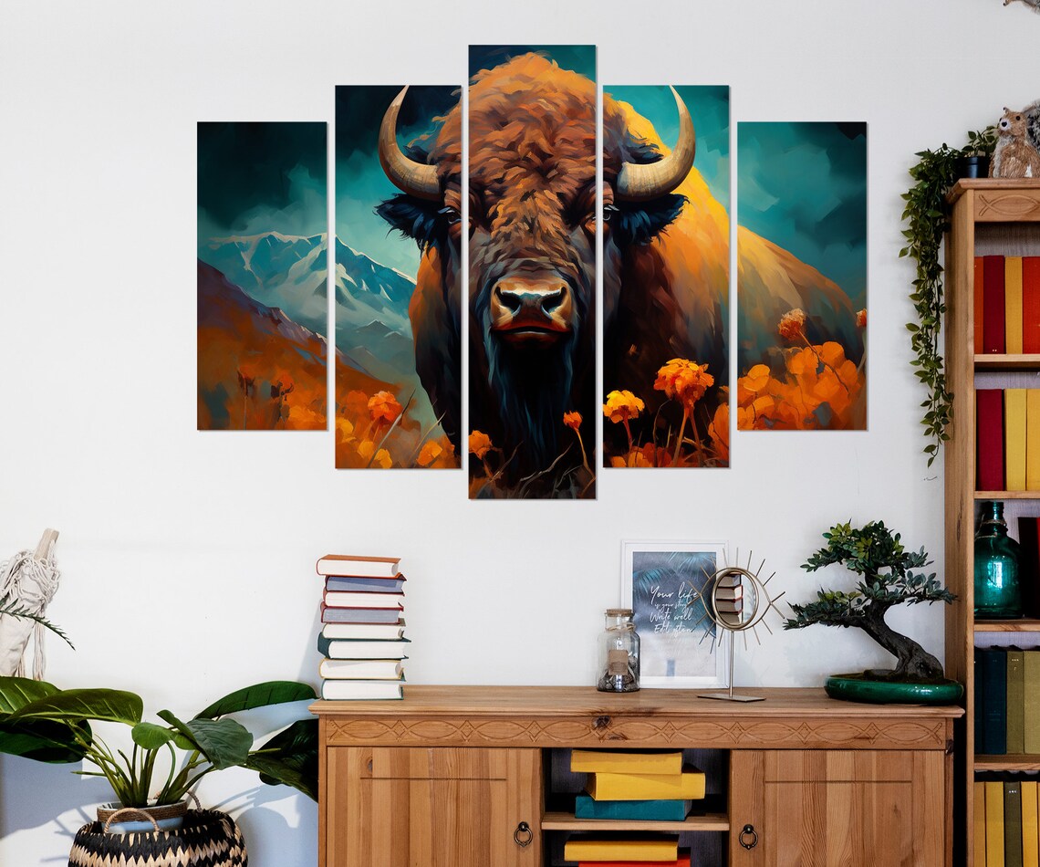 Bison Abstract Art Print, Modern Wall Decor Piece - Image 3