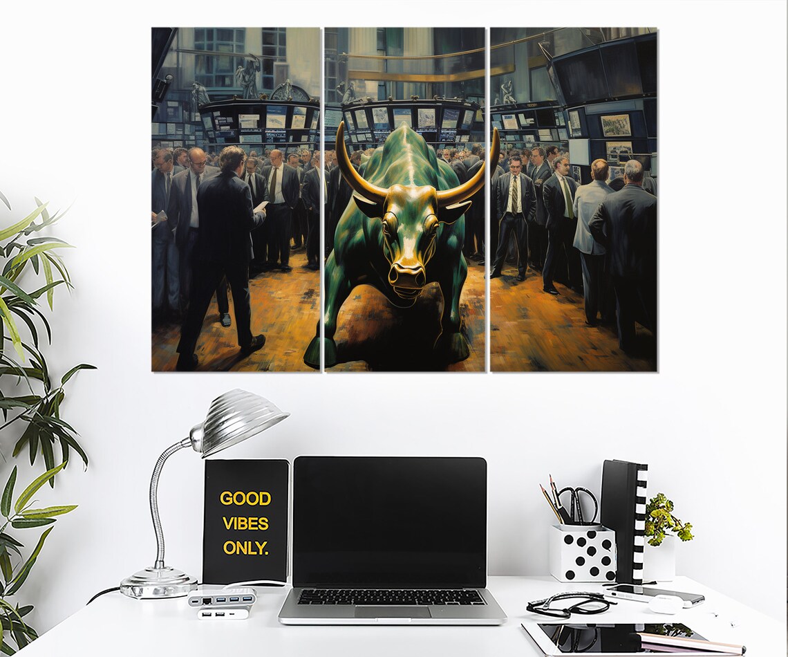 Charging Bull Abstract Wall Street Wall Art Print - Image 3