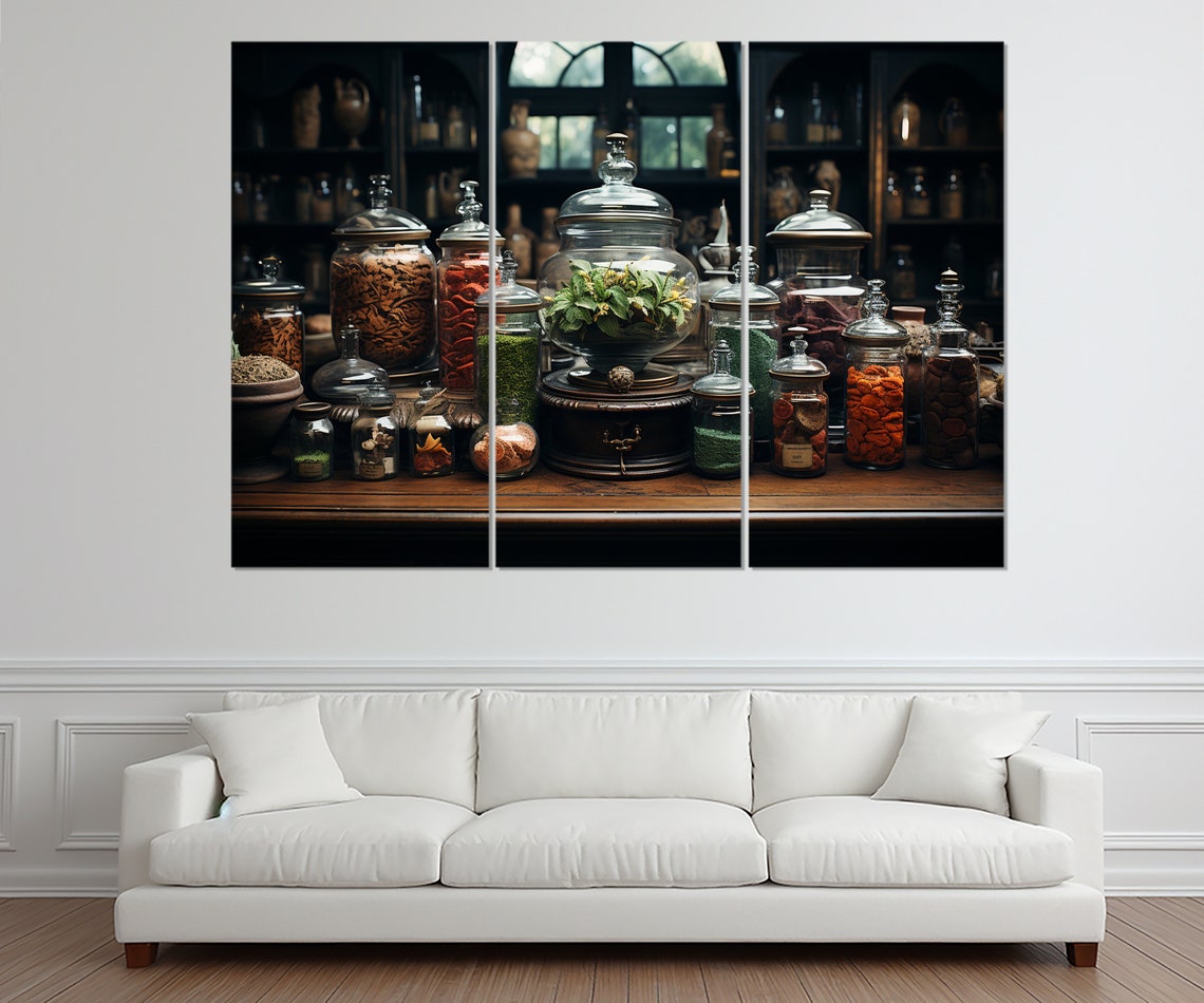 Vintage Apothecary Jars Herbs Spices Pharmacy Wall Art Print - Image 3